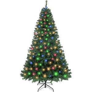 6.5Ft Christmas Tree, Pre-Lit Xmas Tree with 350 Warm White & Color Lights, Christmas Tree with 8 Modes & 1068 Branches Tips for Holiday Decor - 1 of 4