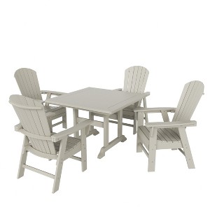 WestinTrends 5 Piece Outdoor Patio Dining Square Table and Shell Back Armchair Set - 1 of 2