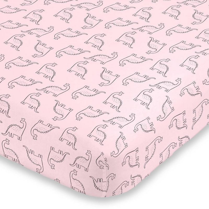 Carter&#39;s Dinosaur Princess Super Soft Fitted Crib Sheet - Pink, 1 of 6