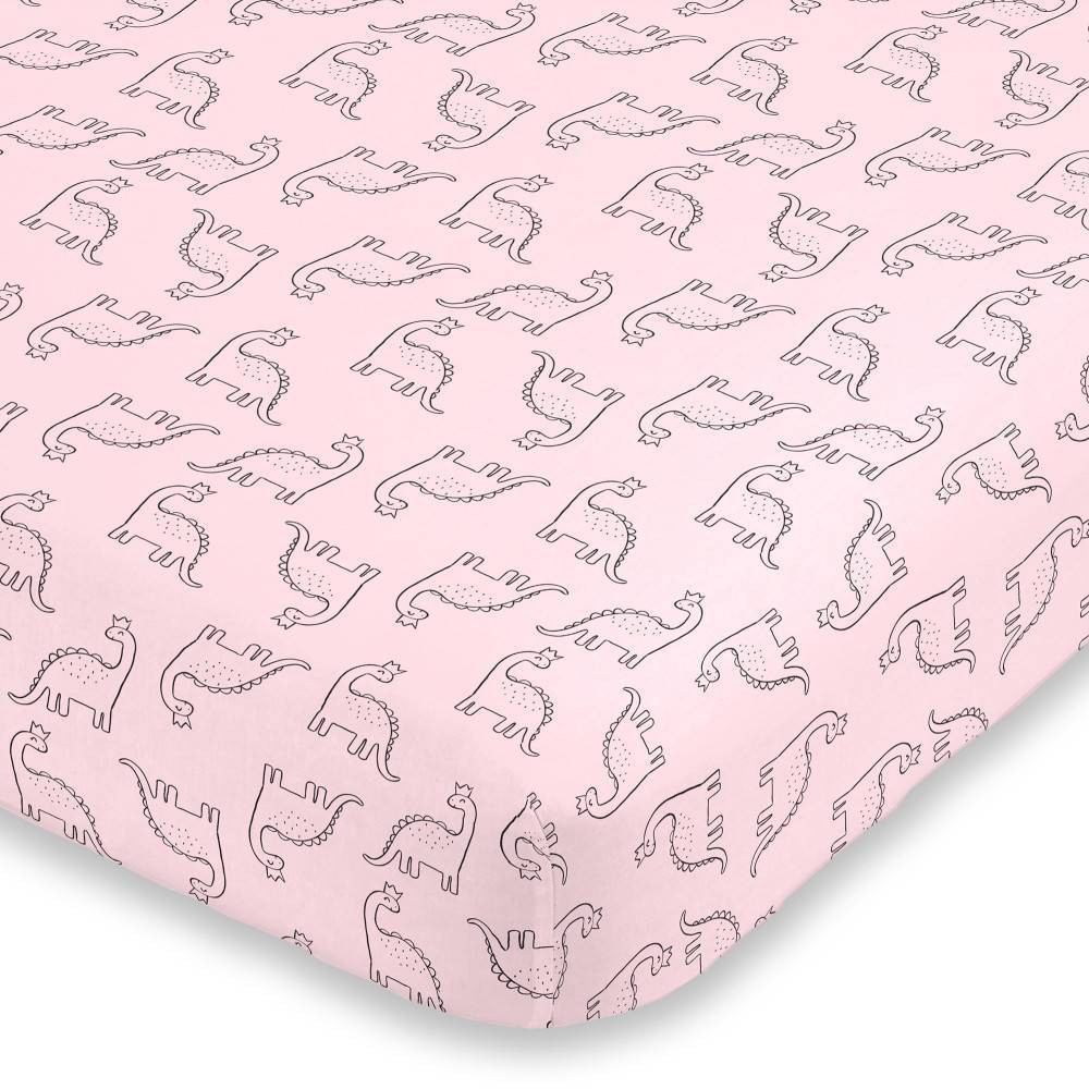 Photos - Bed Linen Carters Carter's Dinosaur Princess Super Soft Fitted Crib Sheet - Pink 