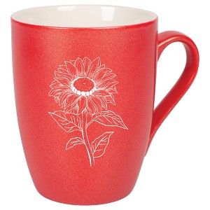 Elanze Designs 10 Ounce Metallic Finish New Bone China Tea Coffee Cup Mug� Crimson Red Joyful Sunflower - 1 of 4
