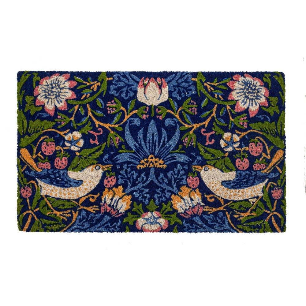 Photos - Doormat Entryways 30"x18" Victoria and Albert Museum Strawberry Thief Coir Door Mat Multicolor