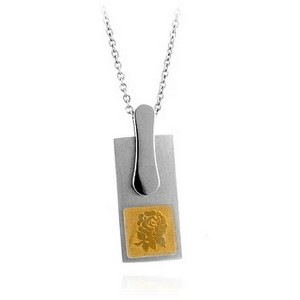 ShineHigh Stainless Steel Floral Silhouette Pendant – Dual-Tone Rectangular Symbolic Design for Women – Pendant Only - 1 of 1