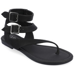 Journee Collection Womens Kyle Ankle Wrap Low Block Heel Sandals - 1 of 4