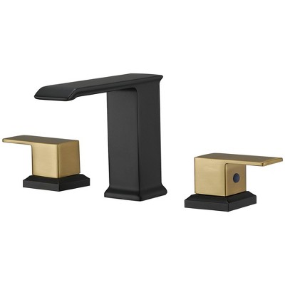 BWE 8 in. Waterfall Widespread 2-Handle Bathroom Faucet With Pop-up Drain Assembly in Spot Resist
