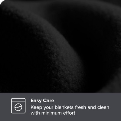 Black Lightweight Reversible Polar Fleece Throw Blanket