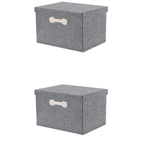 REGALWOVEN Collapsible Fabric Storage Bin with Lid and Handle for Shelves Closet 2 Pcs - 1 of 4
