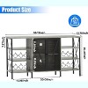 Wine Rack and Glass Holder, Farmhouse Wine Bar Cabinet, Industry Coffee Bar with Led Light, Metal Sideboard and Liquor Table Cabinet with Mesh Door - 2 of 4