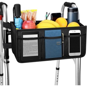 Walker Basket and Bag  - Water-Resistant Walker Accessories with Cup Holder, Easy Installation, for Folding and Foldable Walkers MedicalKingUsa - 1 of 4