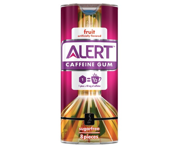 Alert Fruit Sugarfree Caffeine Gum - 8ct
