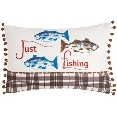 The Lakeside Collection Fishing Themed Embroidered Accent Pillows
