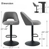 Swivel Bar Stools with Backs, 24"-32" Adjustable Height Bar Stools, Set of 2 Upholstered Fabric Seats with Black Base-Maison Boucle - 4 of 4