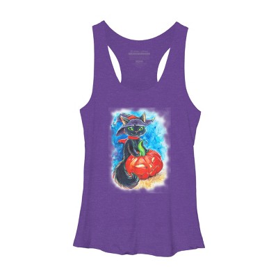 Women's Design By Humans halloween. the witch cat By POLINART Racerback Tank Top
