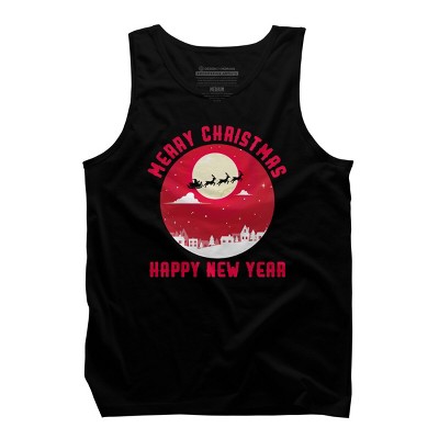 Men's Design By Humans Merry Christmas - Happy New Year By thriftjd Tank Top