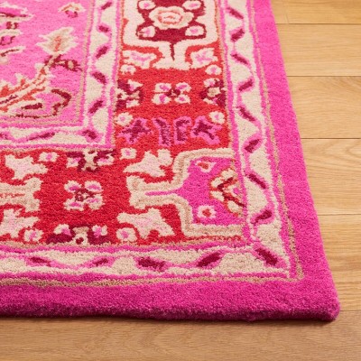 Handmade Tufted Wool Rectangular Rug in Red/Pink, 8' x 10'
