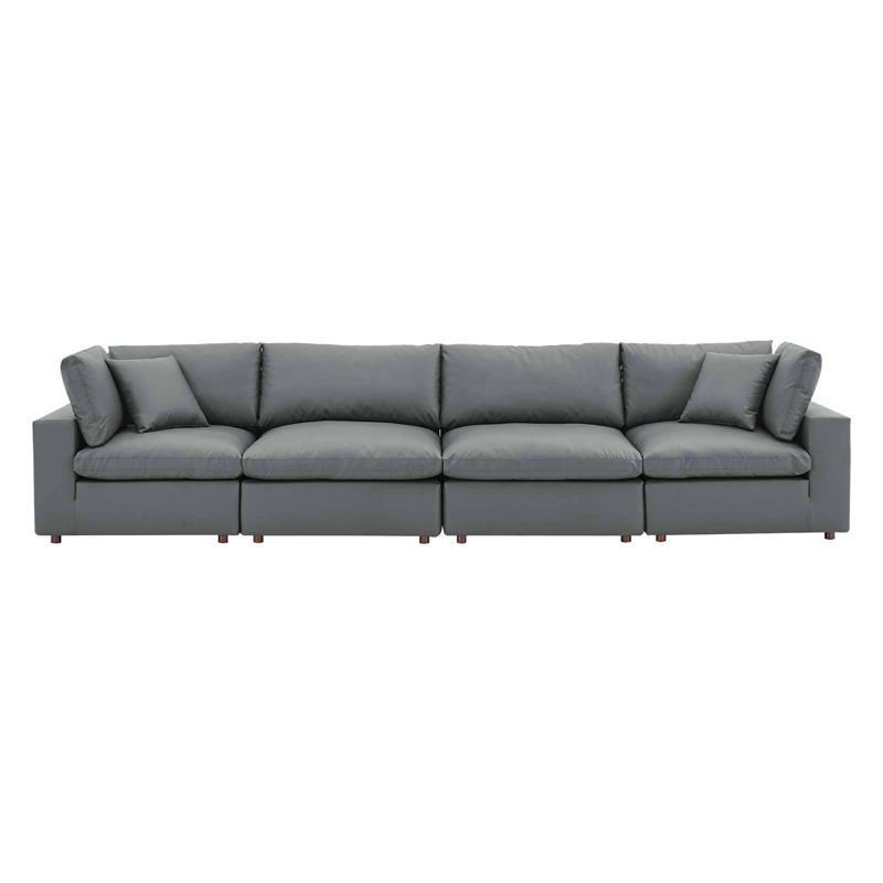 Commix Down Filled Overstuffed Vegan Leather 4 Seater Sofa - Modway, 1 of 11