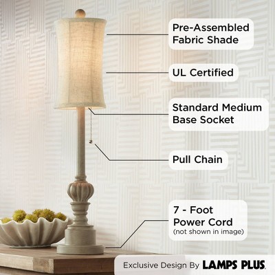 Regency Hill Traditional Buffet Table Lamps 28" Tall Set of 2 Natural Candlestick Cream Bell Shade for Dining Room
