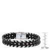 Steeltime Men's black leather and stainless steel wire intertwined bracelet - 3 of 4