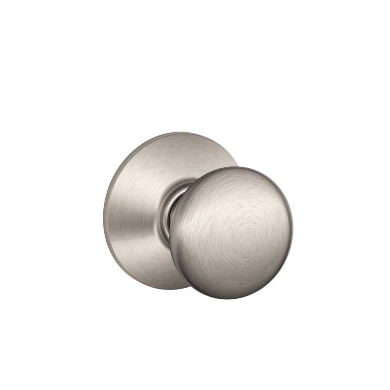 Schlage Plymouth Satin Nickel Passage Door Knob Right or Left Handed, 1 of 2