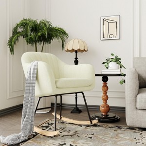 Rocking Chair Nursery, Teddy Baby Nursery Rocking Chairs, Glider Chair with Armrests and Upholstered Pad - 1 of 4
