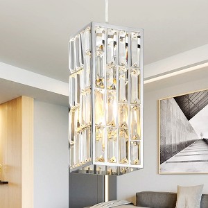 POWLIG 1 - Light Chrome Crystal Single Pendant Light Modern Metal Luxury Chandeliers - 1 of 4