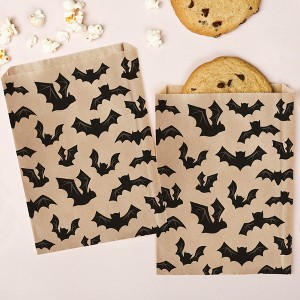 Big Dot of Happiness Black Bats Kraft Brown Paper Treat Bags, Halloween Individual Candy Snack Favors, Greaseproof Sandwich Cookie Bags - 25 Count - 1 of 4
