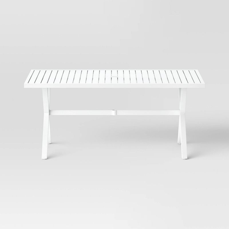 Seabury Steel 6 Person Rectangle Patio Dining Table, Outdoor Furniture - White - Threshold&#8482;, 4 of 7