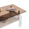 NicBex Coffee Tables for Living Room Modern Rectangle Coffee Tables with Brown Tempered Glass Tabletop and White MDF Layer, Brown - 3 of 4