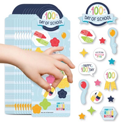 Big Dot of Happiness Happy 100th Day of School - 100 Days Party Favor Kids Stickers - 16 Sheets - 256 Stickers