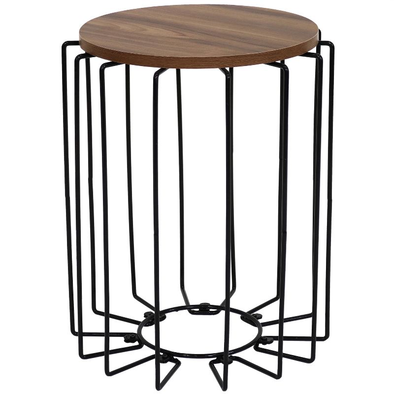 Sunnydaze Steel Wire Indoor End Table with Faux Woodgrain MDF Tabletop - 17.75" H, 1 of 11