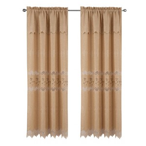 RT Designer Collection Alice Macrame Luxurious Decorative Rod Pocket Curtain Panel 54" x 84" Gold - 1 of 4