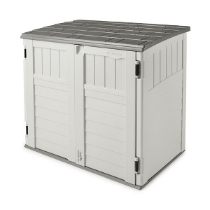 Suncast 34 Cubic Feet Capacity Horizontal Outdoor Storage Shed  for Garbage Cans, Garden Accessories, Backyard, and Patio Use, Vanilla - 1 of 4