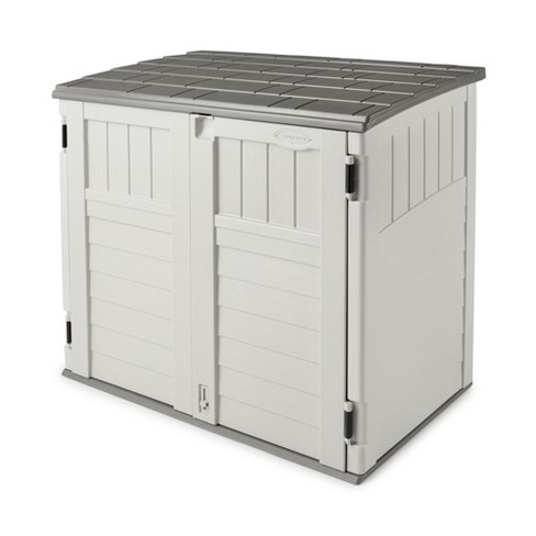 Suncast 34 Cubic Feet Capacity Horizontal Outdoor Storage Shed  for Garbage Cans, Garden Accessories, Backyard, and Patio Use, Vanilla - image 1 of 4