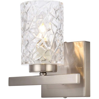 Cassie Contemporary 7.5" Satin Nickel Wall Sconce with Clear Shade