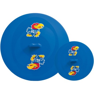 FanPans Team Logo Silicone Lid Set, 2 Pack - NCAA Kansas Jayhawks