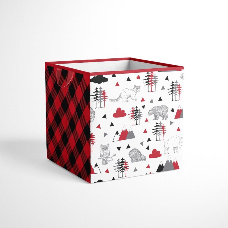 Bacati - Lumberjack Red/Black/Gray Boys Cotton Storage Box Small, 1 of 7