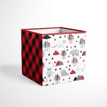 Bacati - Lumberjack Red/Black/Gray Boys Cotton Storage Box Small
