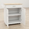 Okak Modrn Kitchen Island Cart with Adjustable Shelves & Center Drawer & Wheels,Storage Cabinet Dining Sideboard for Kitchen,Dining Room - 3 of 4