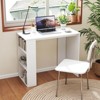 Costway 35.5" Compact PC Laptop Desk Modern Style Office Study Desk with Side Storage Shelf White/Black/Gray/Brown - 2 of 4