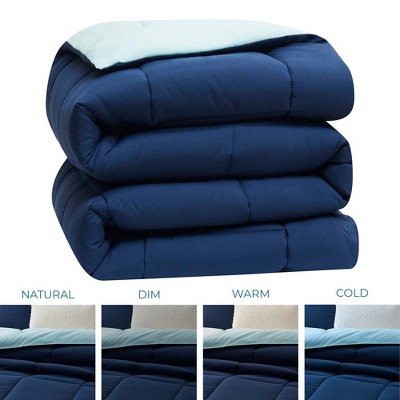 Navy and Light Blue Twin Reversible Microfiber Duvet