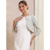 INSPIRE CHIC Women's Crew Neck Formal Bolero 3/4 Sleeves Open Front Cropped Shrugs - 2 of 4