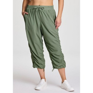 RBX Women's Lightweight Quick Drying Capris Adjustable Leg/Inseam Stretch Woven Workout Hiking Cropped Jogger Pants with Pockets - 1 of 4
