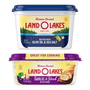 Land O Lakes 6.5oz Garlic & Herb Butter Spread + 13oz Spreadable Butter with Olive Oil & Sea Salt - 1 of 4