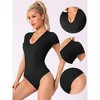 Allegra K Women's U Neck Short Sleeve Slim Fit Full Body Shapers for Dance Training - 3 of 4