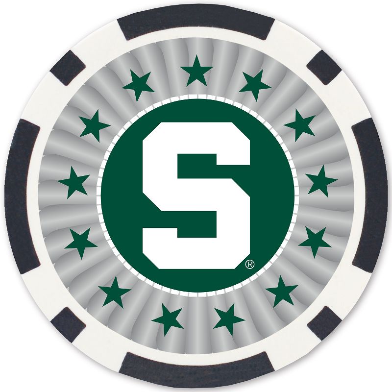MasterPieces Casino 100 Piece Poker Chip Set - NCAA Michigan State Spartans, 4 of 8