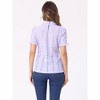 INSPIRE CHIC Women's Crochet Eyelet Mock Neck Puff Sleeve Ruffle Embroidery Blouse - 3 of 4