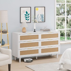 6-Drawers Rattan Storage Cabinet Rattan Drawer,for Bedroom,Living Room - 1 of 4