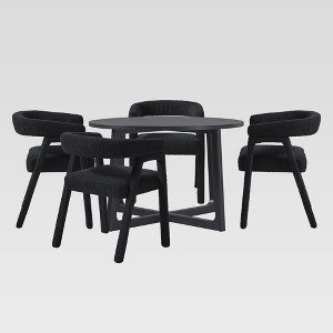 Saracina Home 5pc Round Dining Table Set with Fully Upholstered Solid Wood Chairs - 1 of 4