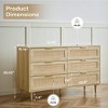 Angel Sar 51" Rattan Dresser for Bedroom, 6 Drawer Wide Dresser, Boho&Farmhouse Chest of Drawers, Metal Handle&Wood Legs, Wood - 3 of 4