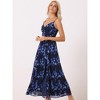 INSPIRE CHIC Women's Floral Print Pleated Back V Neck Split Elegant Maxi Sundresses - 3 of 4
